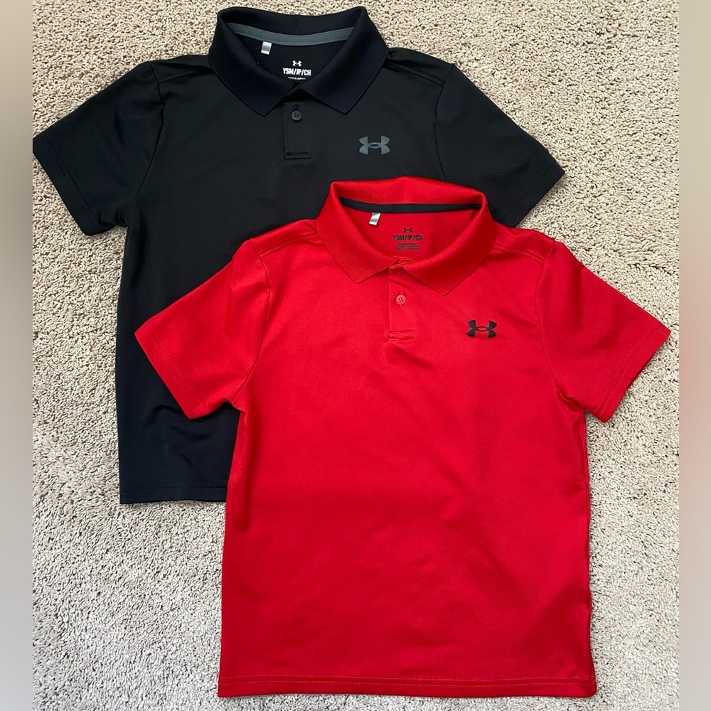 Under Armour Kids Polo Shirts - Black and Red, size small